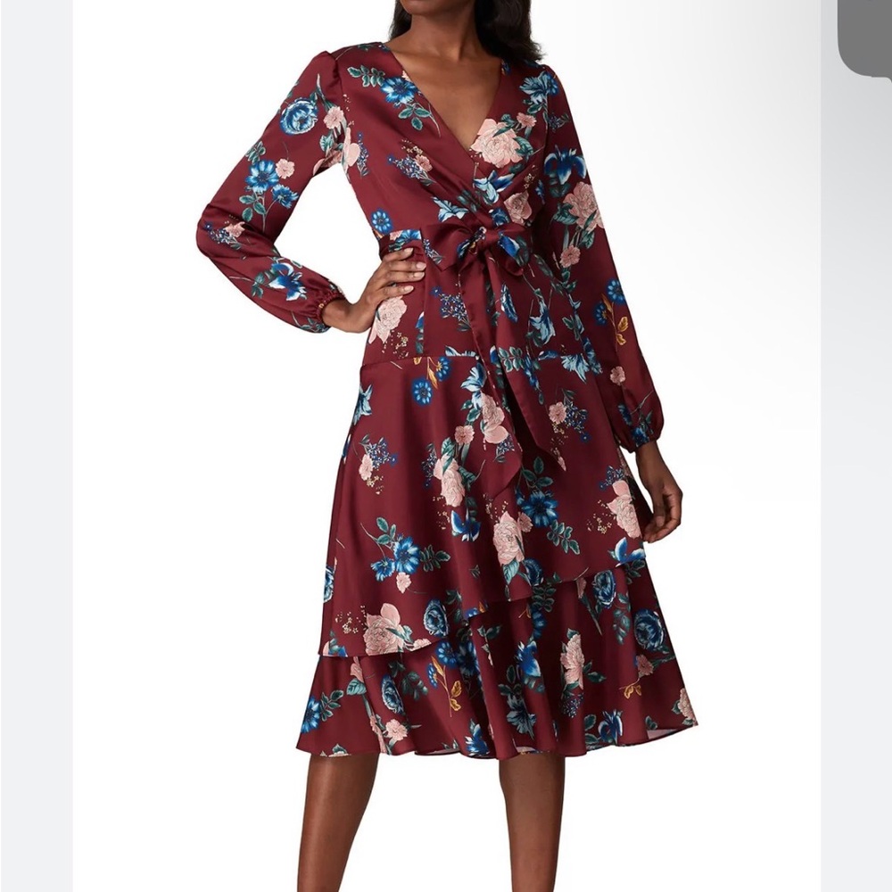 Great Jones Wrap Midi Dress in Burgundy